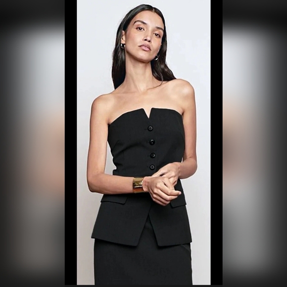 Pixie Market. SEALED! NWT! Strapless Button Top #Bla2514 in Black. Sz Sm. R2S!! - Picture 1 of 11